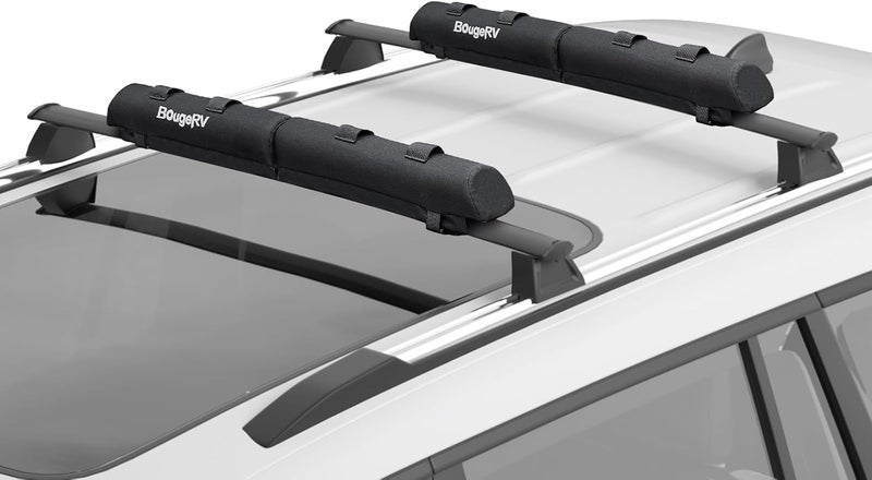 BougeRV Soft Roof Rack Pads, 31.5" Surfboard Car Rack for SUP Kayak Ladder Luggage Carrier, Universal for Different Shapes of Cross Bars, Water-Resistant Crossbar Pads with 2 Endless Ratchet Straps - Image 1